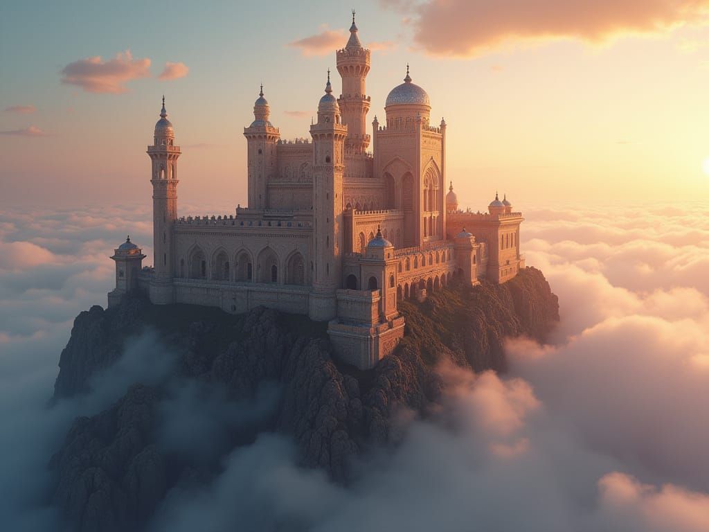 Majestic Moorish Castle in Golden Dusk