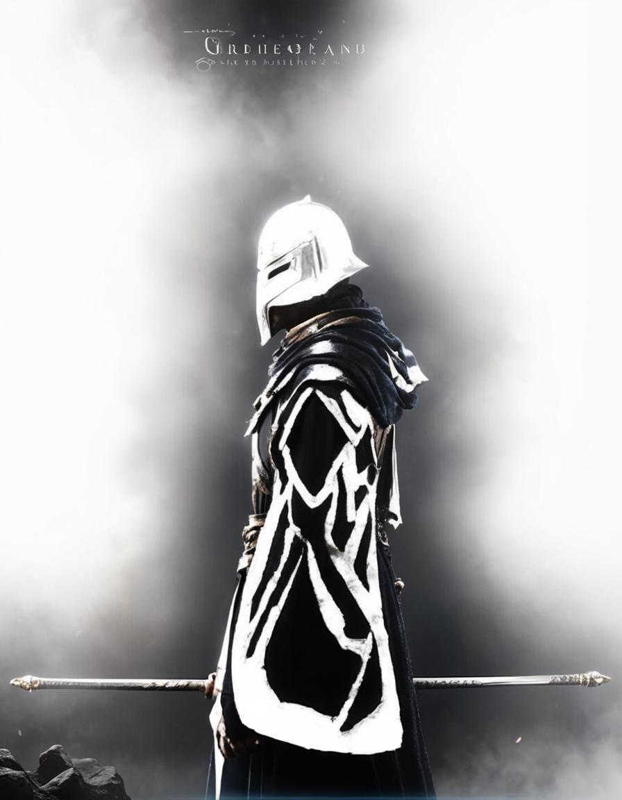 Dramatic Black Robed Warrior in Radiant Light