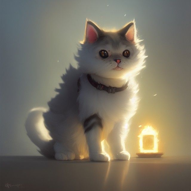 Fluffy Cute Cat in Photorealistic Style