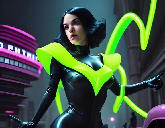 Neon Costume Superhuman in Expressionist Digital Art