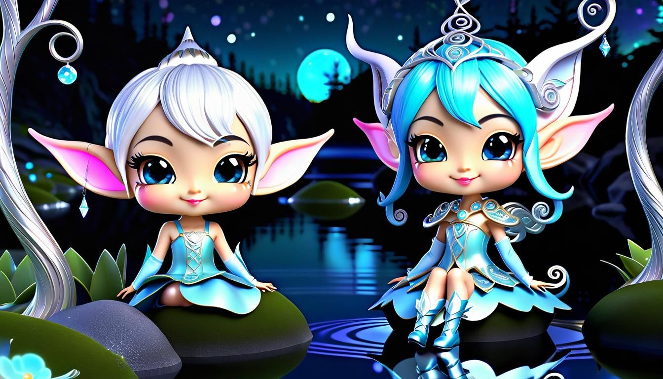 Chibi Water Elf Pixies at their chill spot