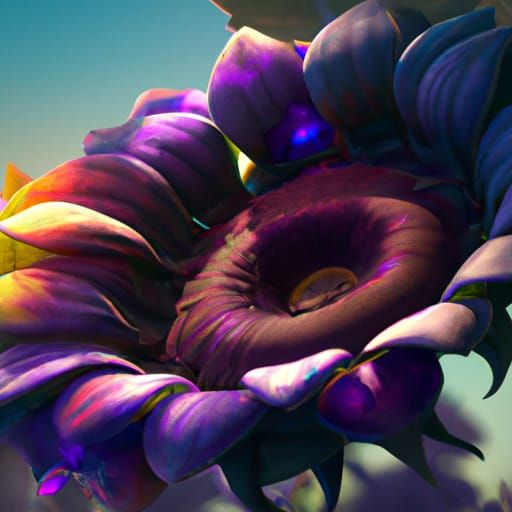 Hyperdetailed Purple Sunflower Concept Art