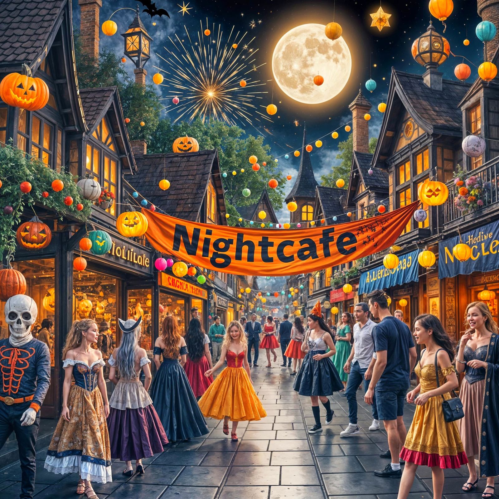 Nightcafe Halloween Celebration with Fireworks and Parade