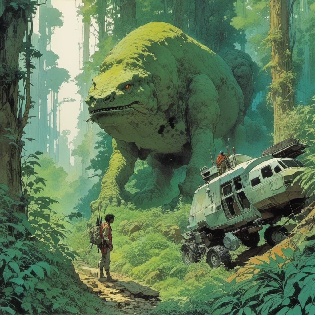 Yautja in Jungle, Moebius Ligne Claire Style