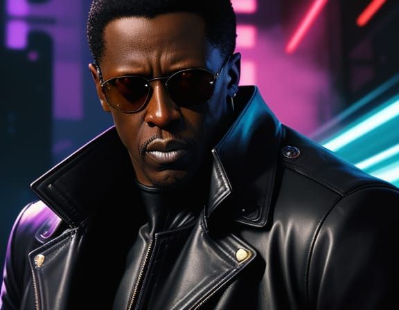 Vibrant Blade Comic Book Art in Neon