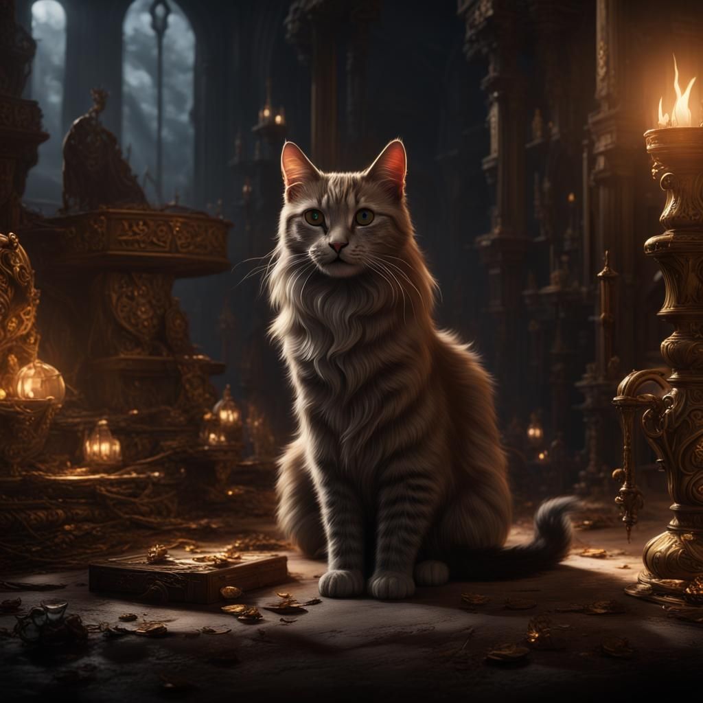 Fantastical Cat Concept Art in Deep Color