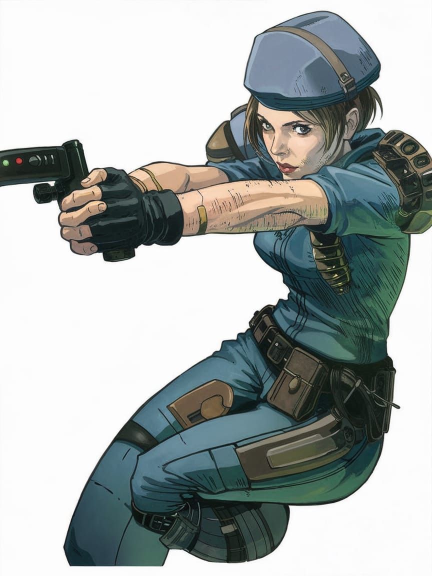 Jill Valentine in Laboratory: Detailed Digital Concept Art