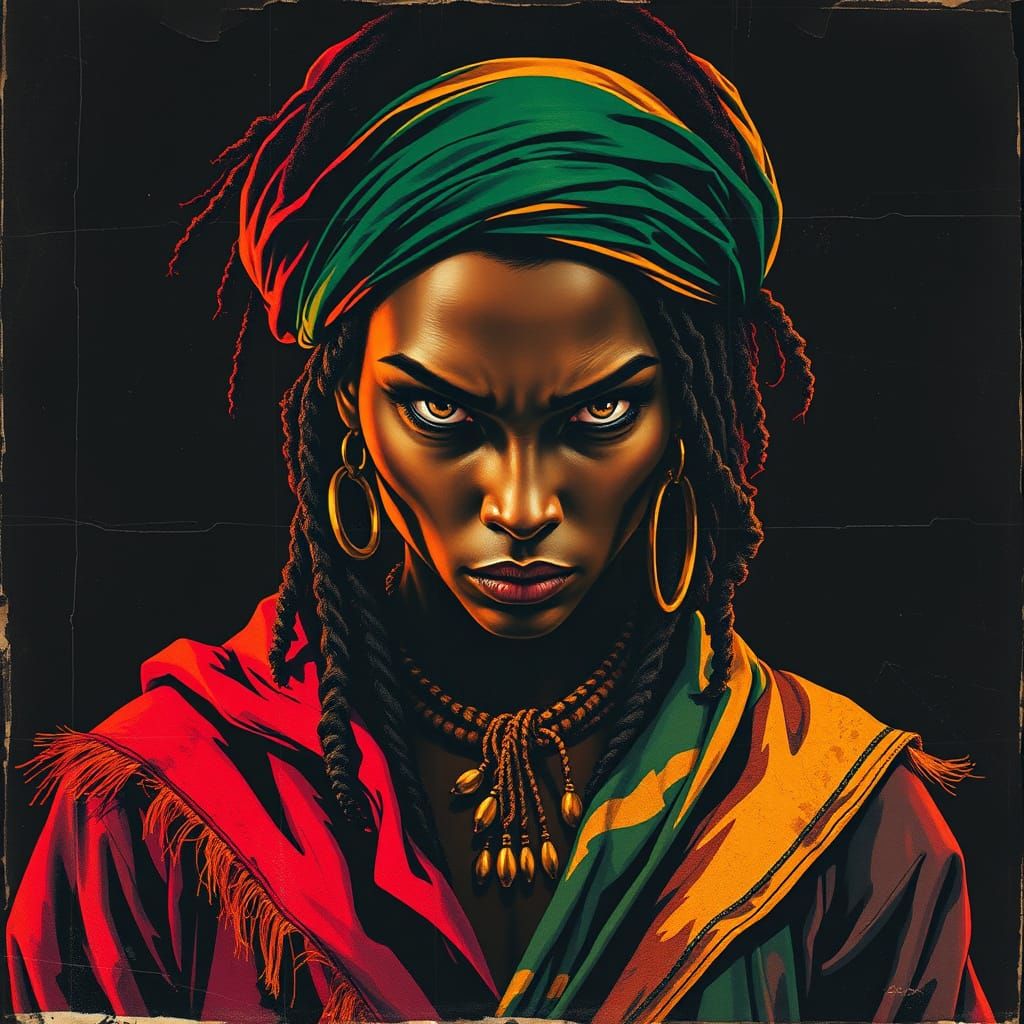 Rastafarian Rebel in Distressed 70s Style