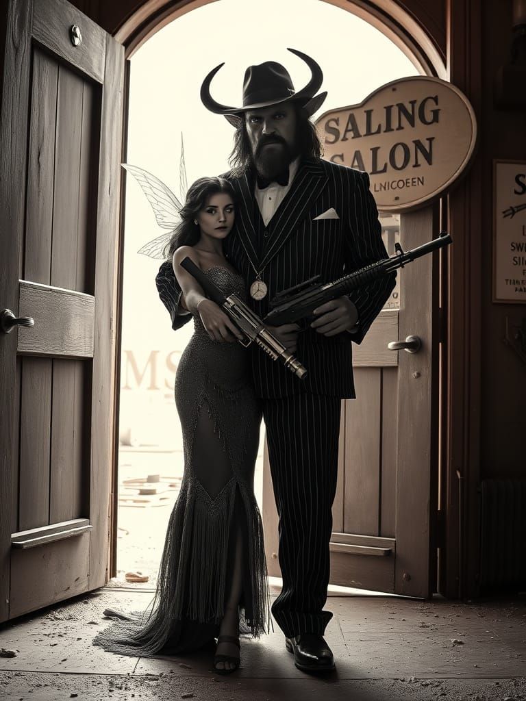 1920s Fantasy Portrait in Black and White