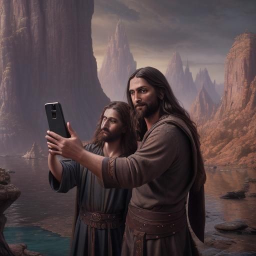 Jesus and Jude Take a Selfie: Detailed Digital Art