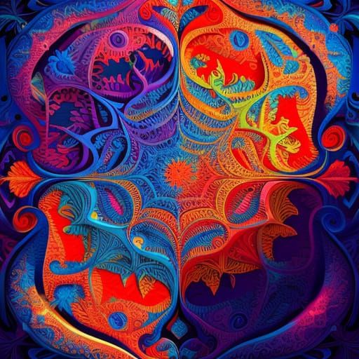 Vibrant Abstract Fractal in 3D Shading