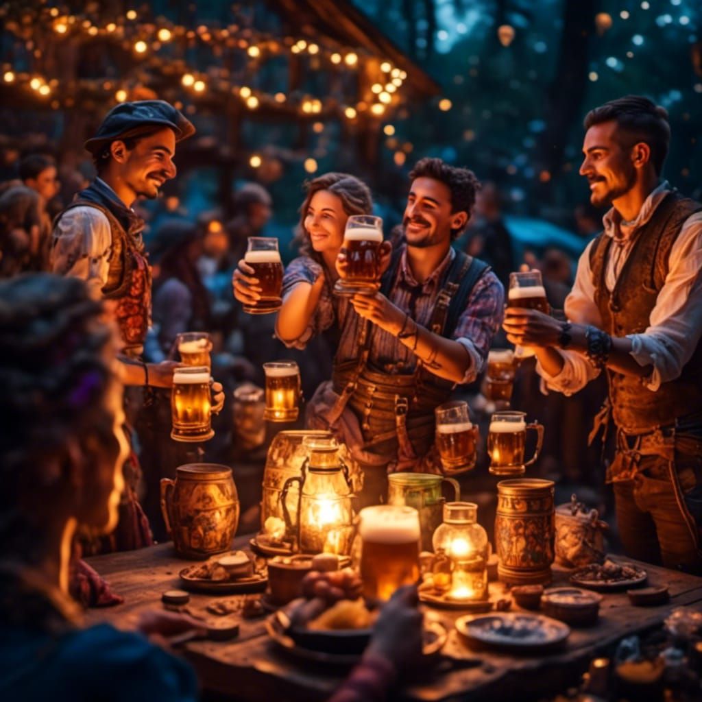 Oktoberfest Celebration in Impressionistic Style