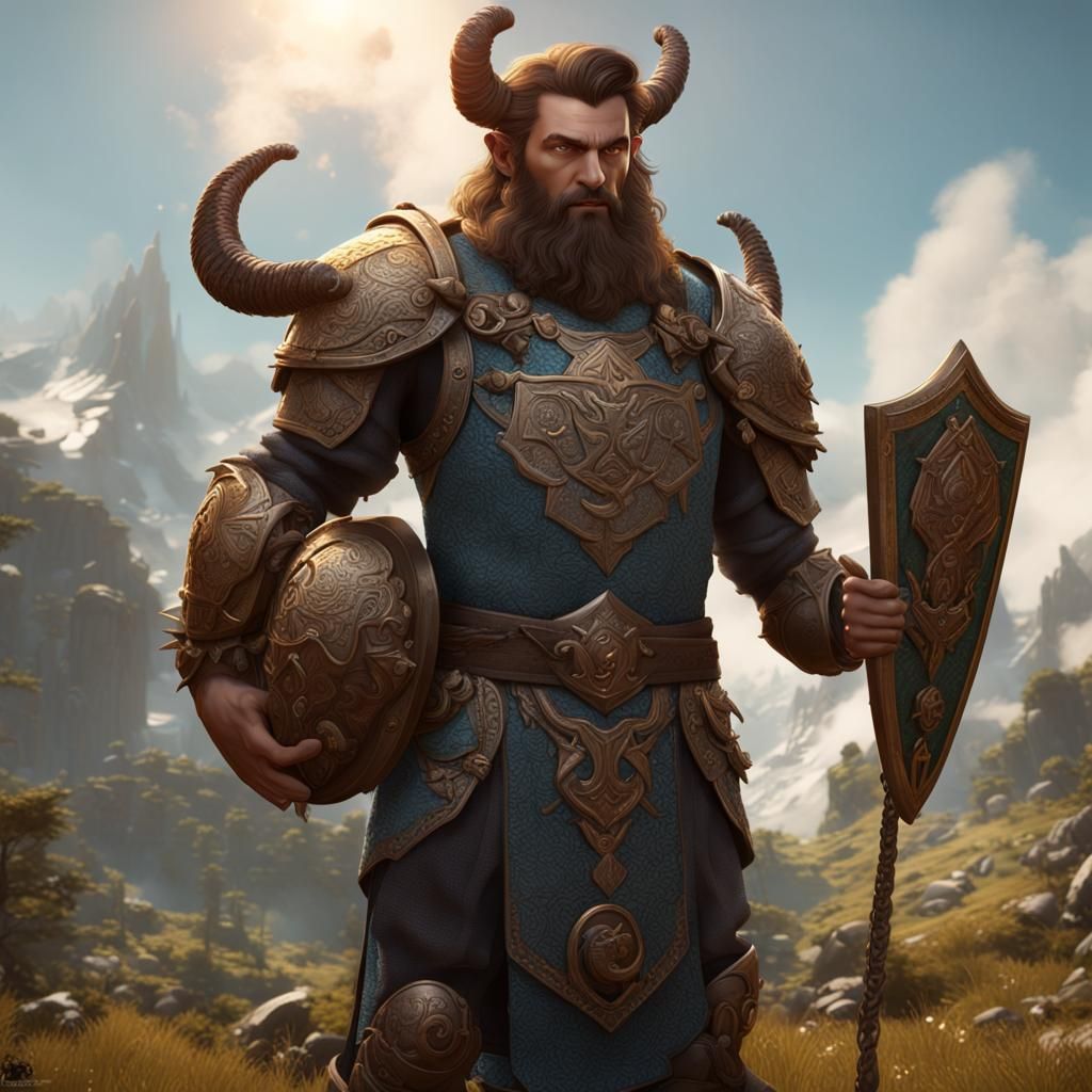 Mirthful Satyr Cleric Wanderer in Detailed Digital Painting