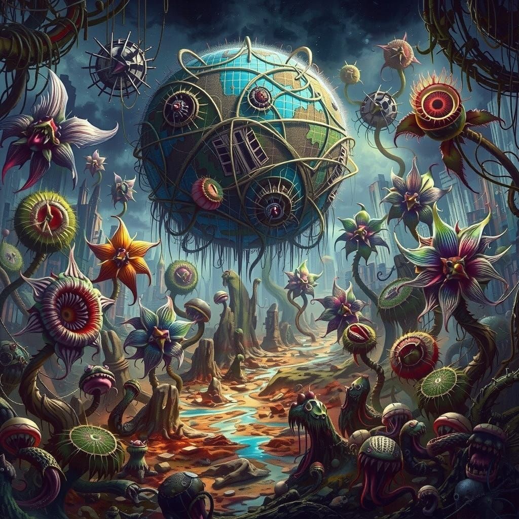 Piranha Plants Invade Dystopian Cityscape