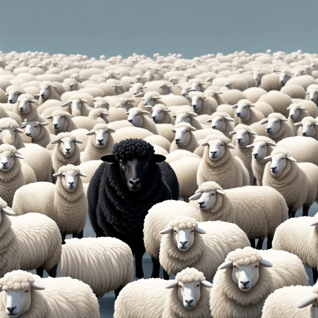 Bold Black Sheep in a White Flock