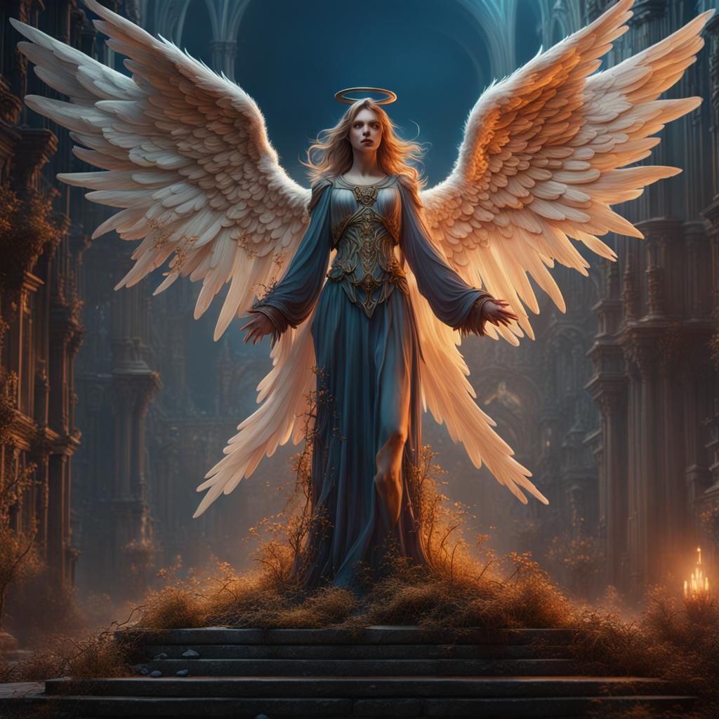 Detailed Angel Matte Painting in Fantasy Concept Art
