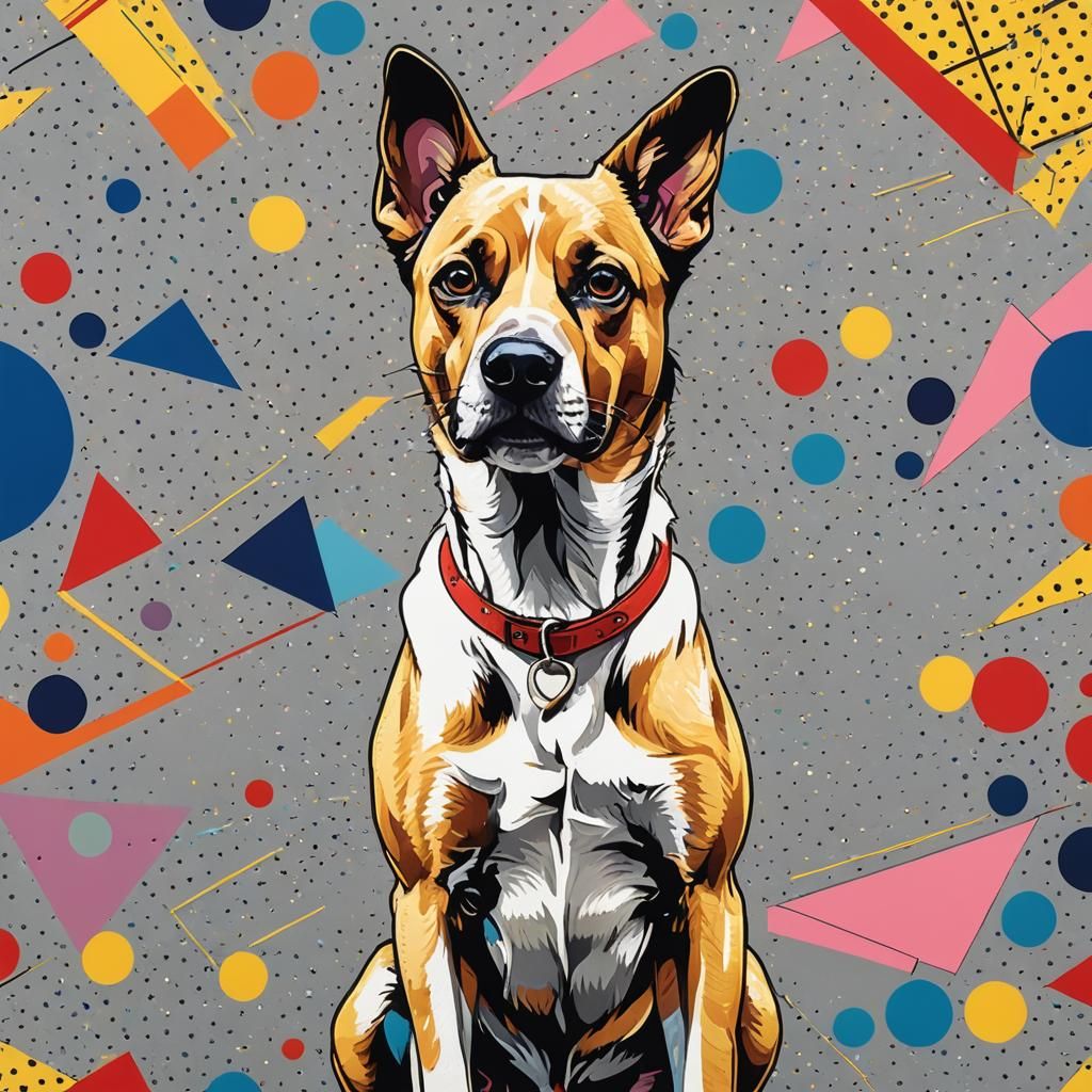Pop Art Dog Portrait with Geometric Design