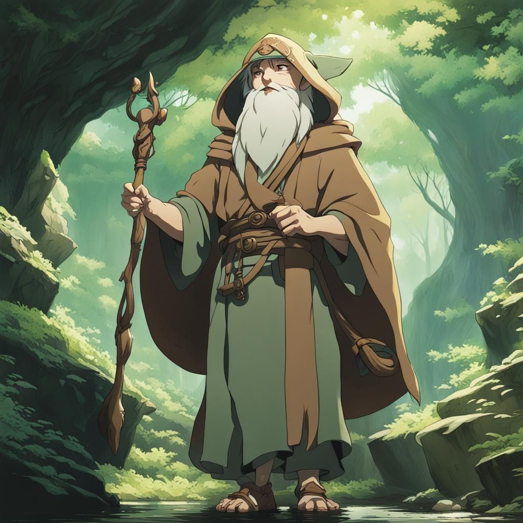 D&D Druid in Anime Style, Ghibli-Inspired