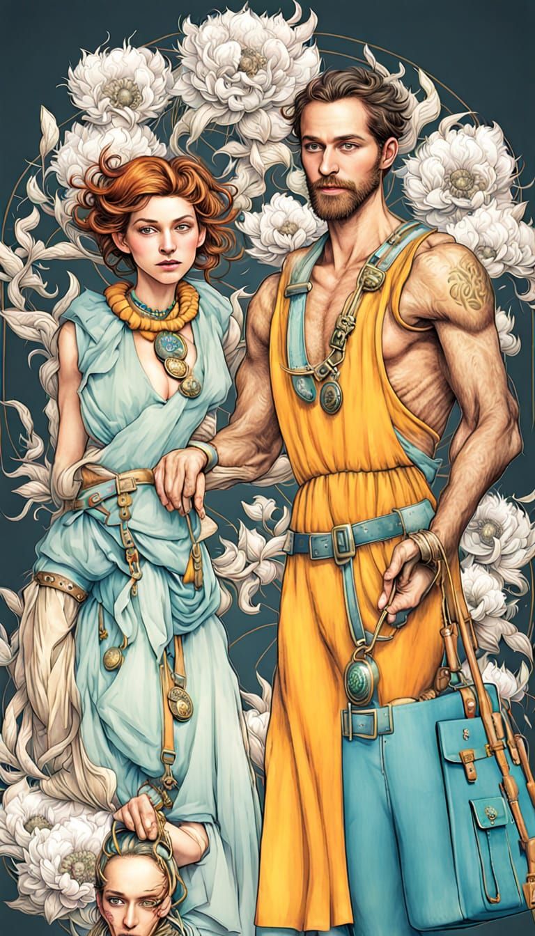 Colorful Surreal Scene of Collaboration and Peace