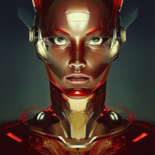 Demonic Robot Invasion in Space: Hyperdetailed Portrait