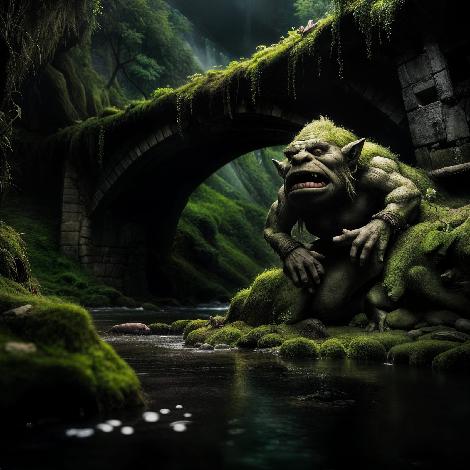 Hyperrealistic Troll Hiding Under Bridge