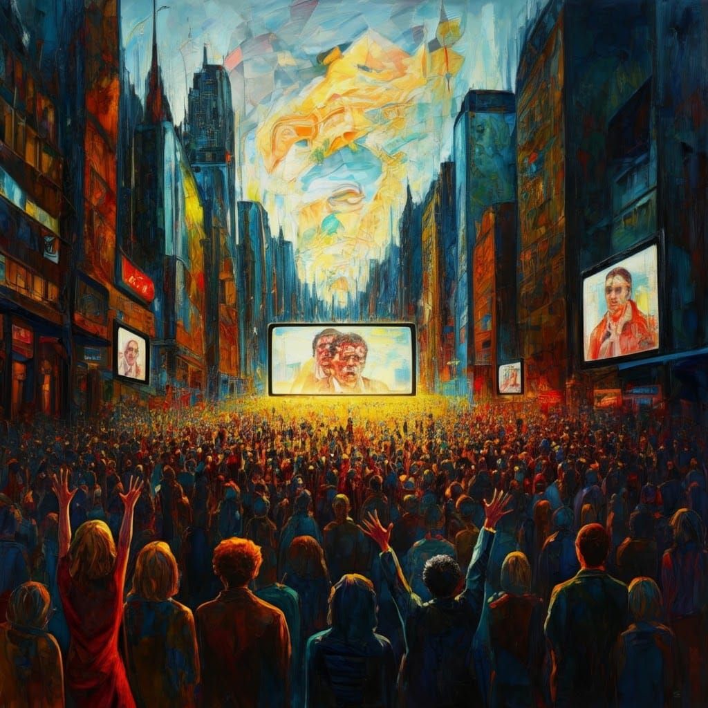 Dystopian Cityscape: Misinterpreting News in Impasto Style