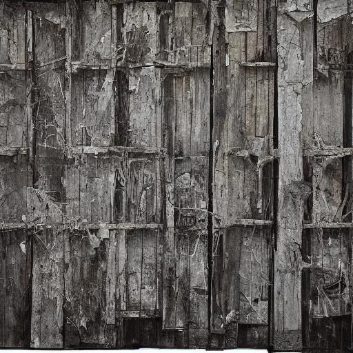 Weathered Wooden Face Witnessing Humanity's Chaos