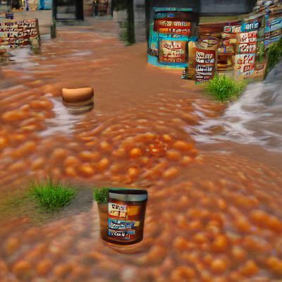 Town Overrun by Baked Beans in 8K Resolution