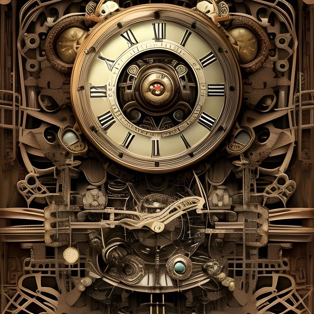 Steampunk Robot Clock, Digital Matte Painting