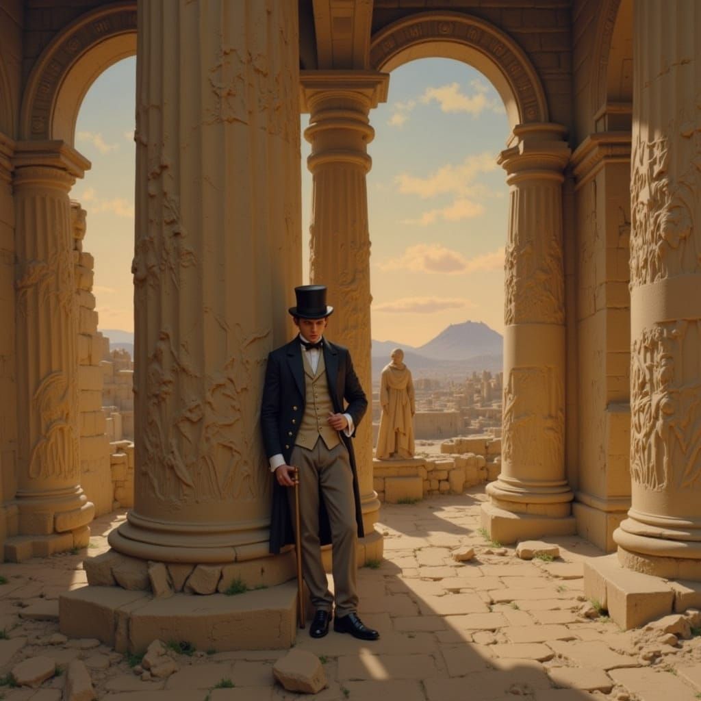 Young Victor Hugo Contemplates Ancient Ruins in Melancholic ...