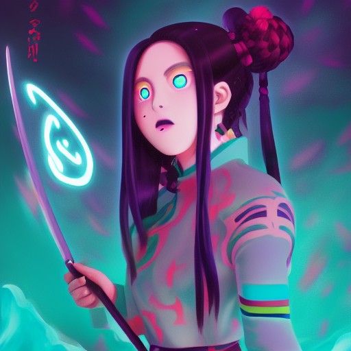 Nezuko Demon Slayer: Holographic Cosmic Illustration
