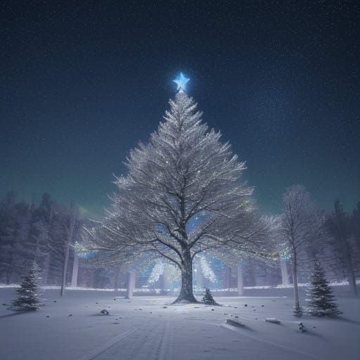 Celestial Christmas Wonderland in Vibrant Anime Style