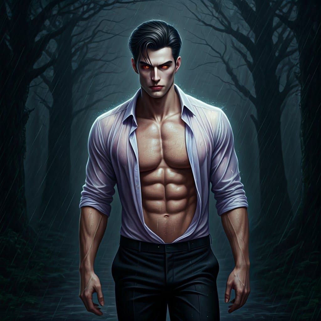 Handsome Vampire in Misty Forest