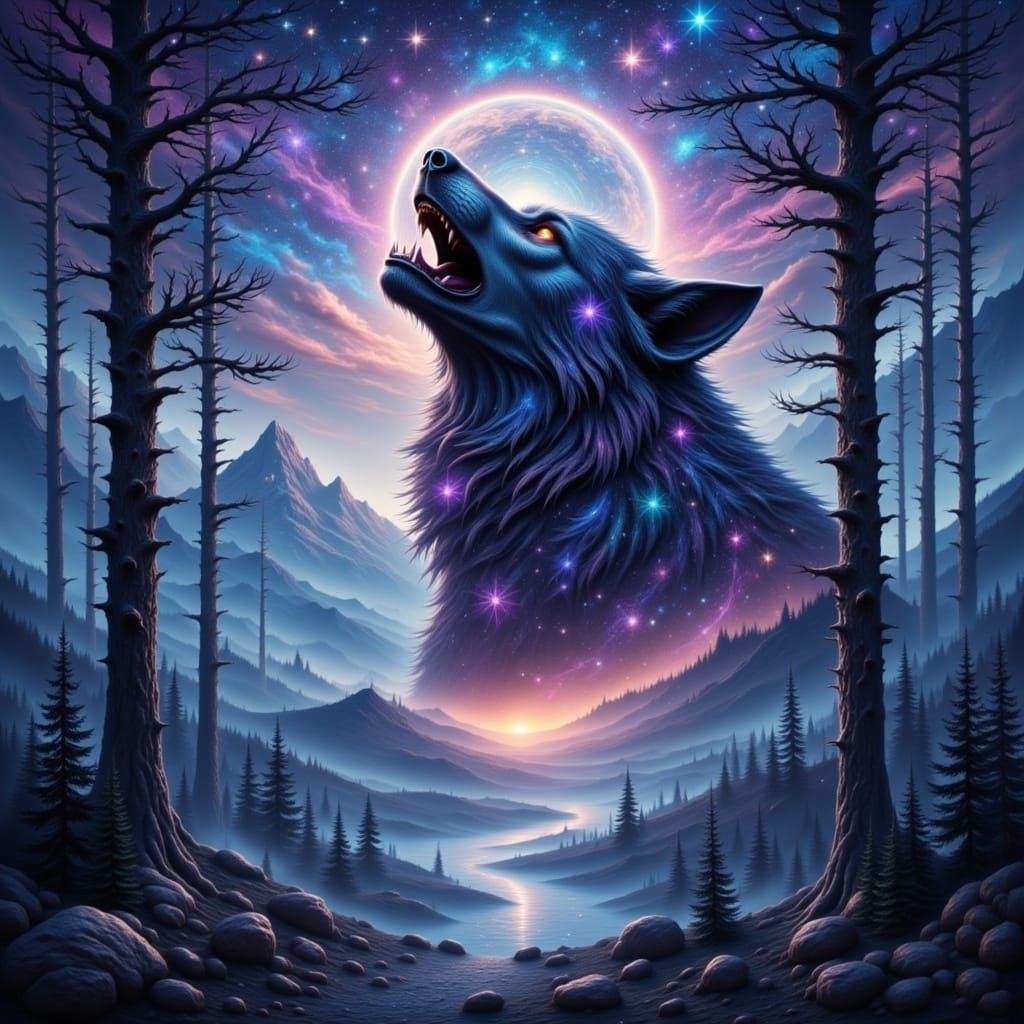 Cosmic Lycanthropy Shape Shifter in a Dreamlike Galactic Lan...