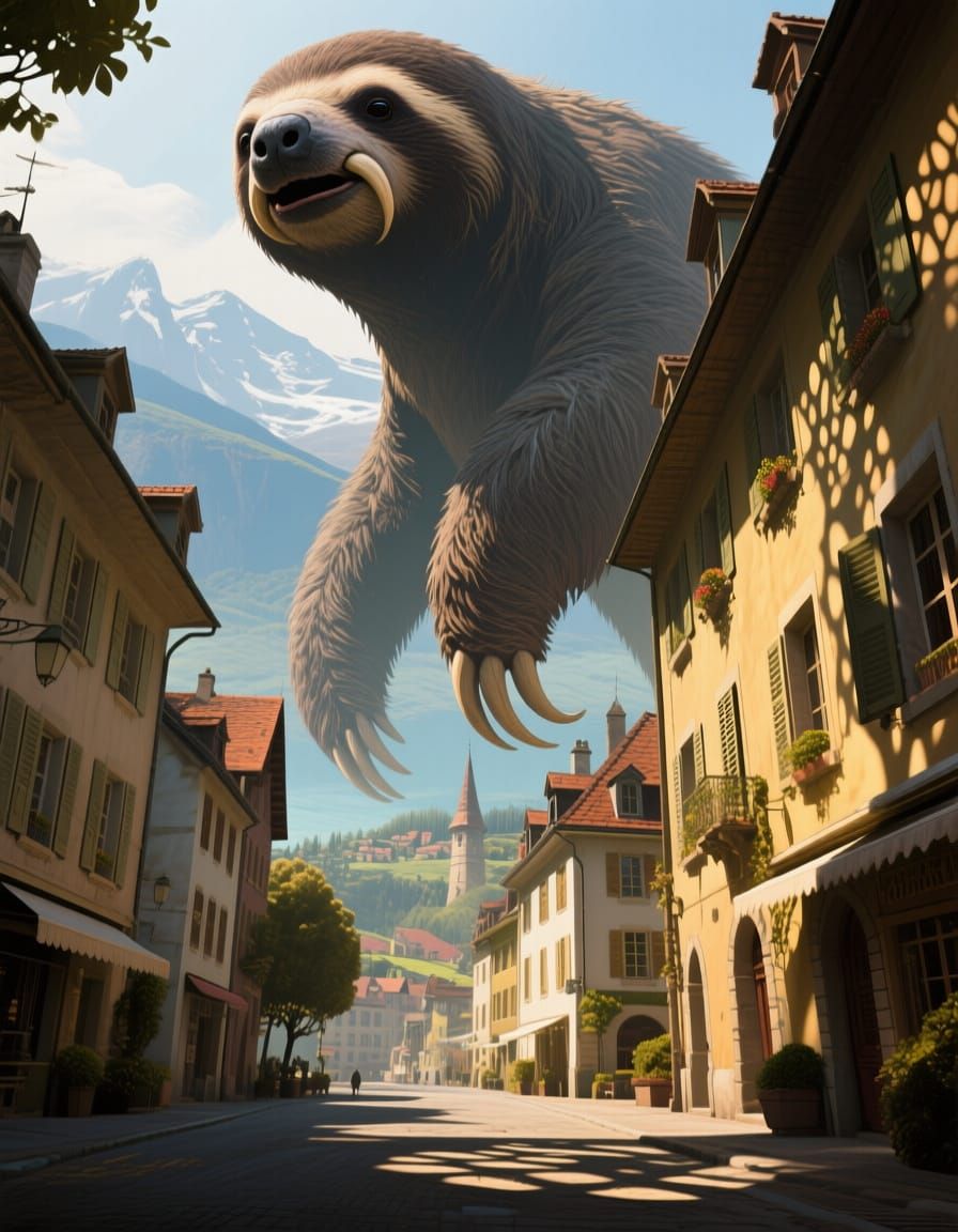 Giant Sloths Invade Quaint Swiss Town