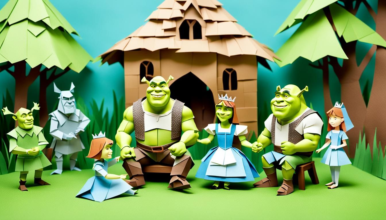 Shrek and Family Kirigami Picnic Scene