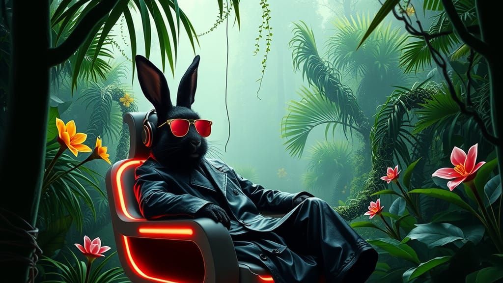 Neo Rabbit in Amazonian Futurism