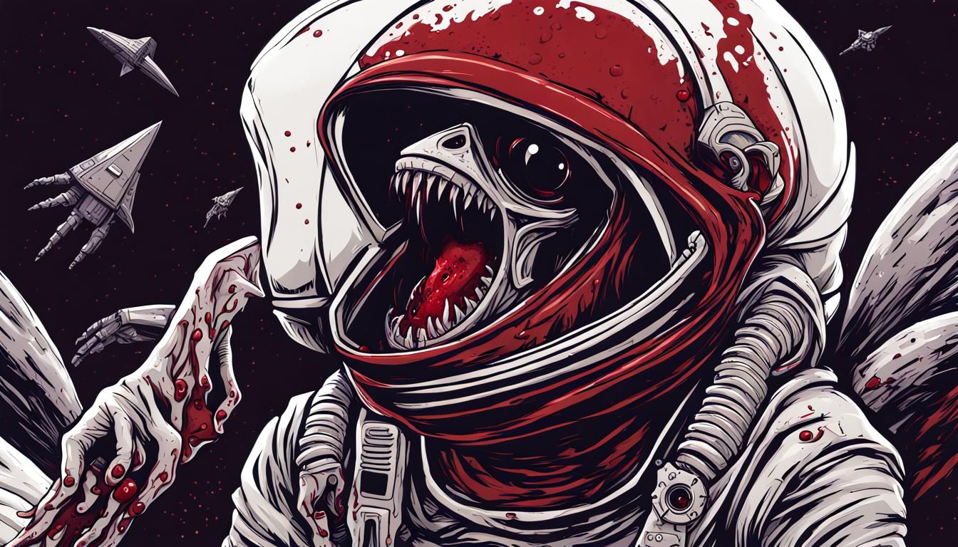 Alien Vampire Bites Astronaut in Spaceship Horror