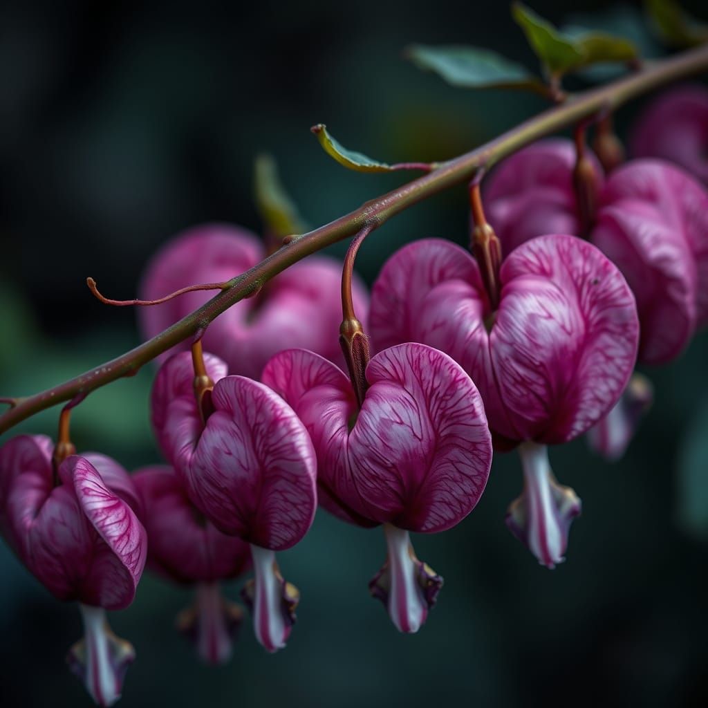Bleeding Heart Flowers in Hyperrealistic HDR