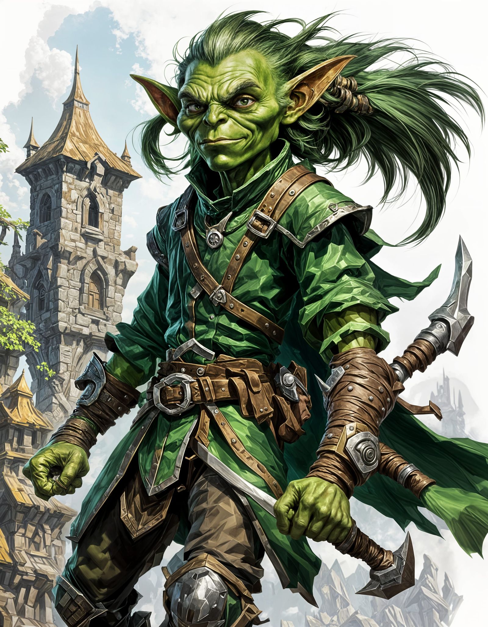 Male Green Goblin, Rogue Class with Twin Blade