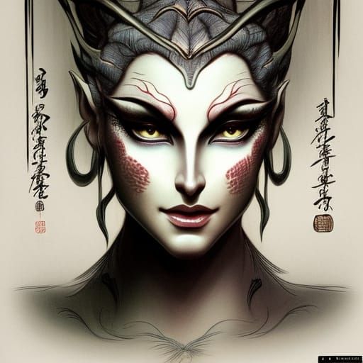 Elegant Dark Magic User Portrait in Cel-Shading Style