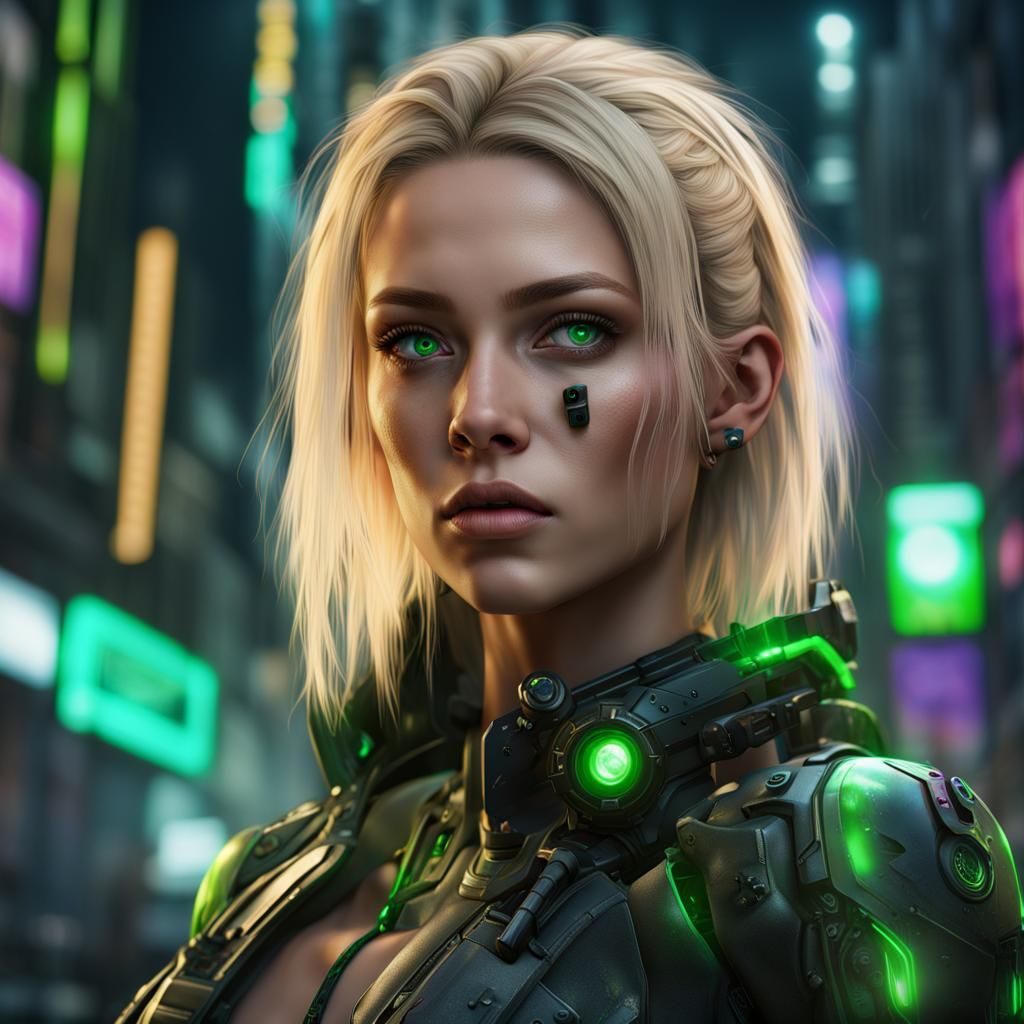 Cyberpunk Girl Portrait in Hyperrealistic Style