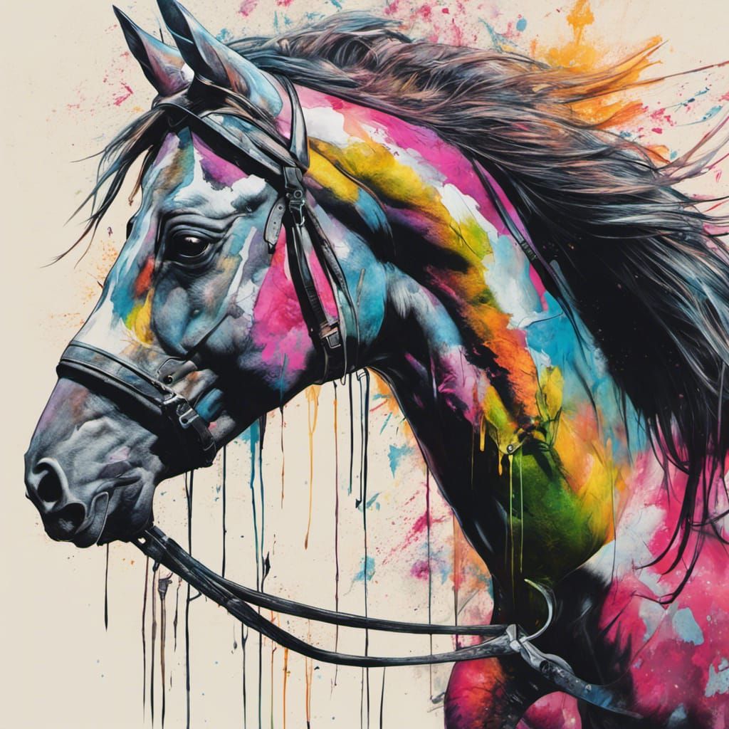 Colorful Street Art Horse in Graffiti Style