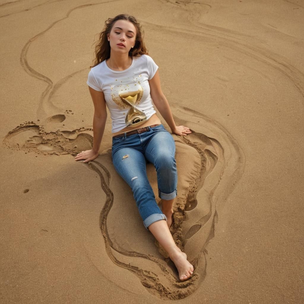 Surreal Hourglass Dissolving as Oil Painting