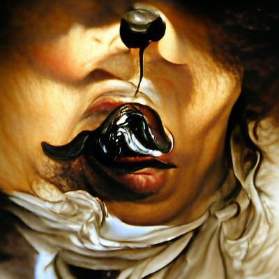 Dramatic Woman with Black Liquid, Caravaggio Style