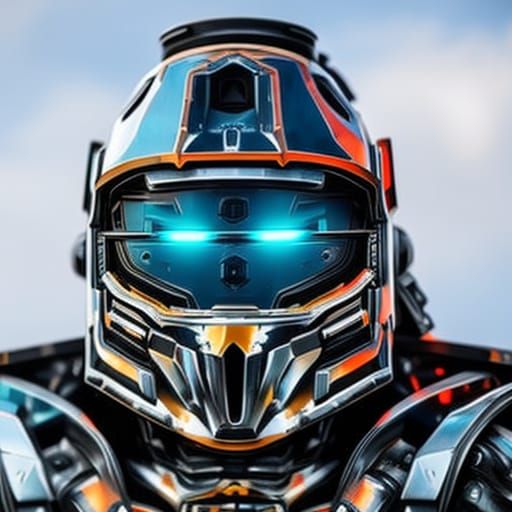 Transparent Camo Mech Suit Portrait in Graffiti Art Style