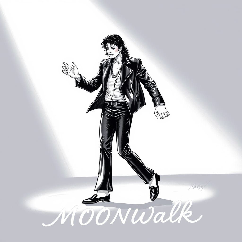 Sleek Moonwalker in Elegant Pencil Art