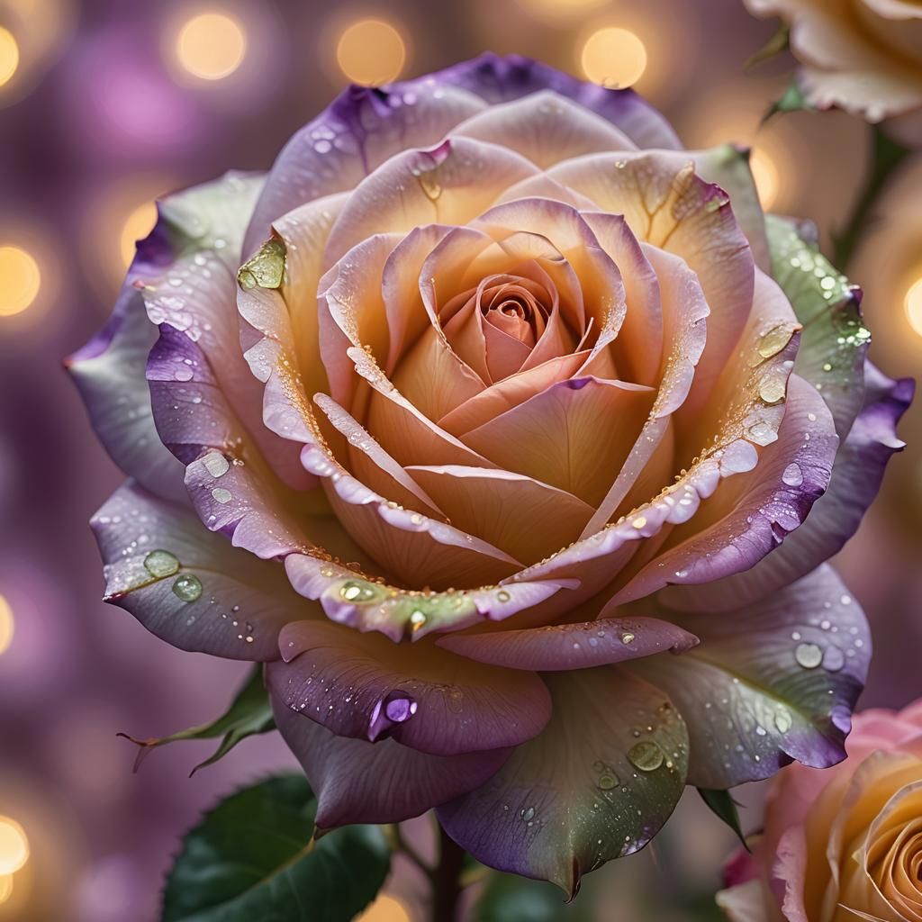 Illuminated Macro Rose in Digital Oil Painting Style