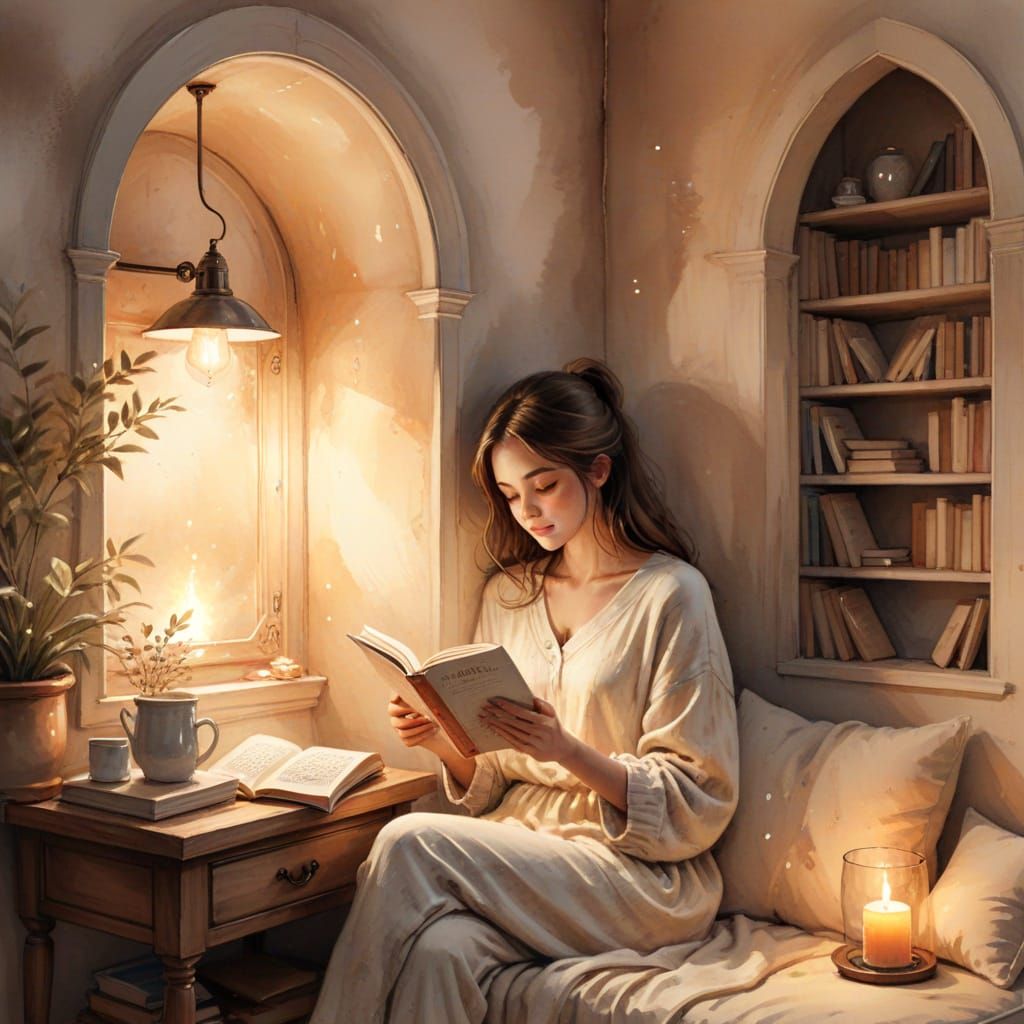 Cozy Nook Illustration in Watercolor Style