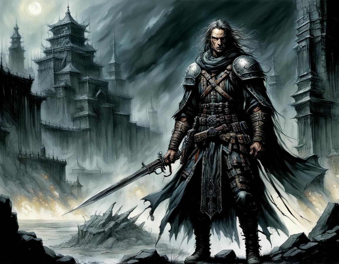 Umbaran Mercenary in Dark Comic Style